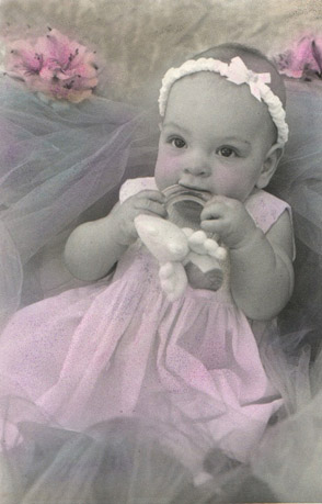 Hand colored photograph of the Tulle baby