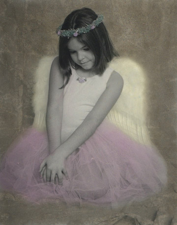 Hand colored photograph of Melanie the lilangel