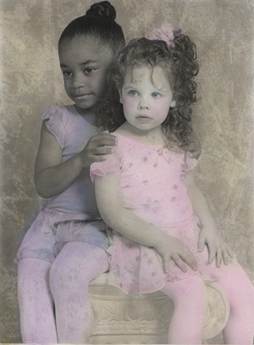  Hand colored photograph of two girls